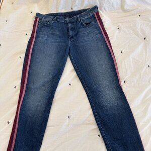 Mother High Waisted Looker Jeans with Glitter Racer Stripe - Size 32